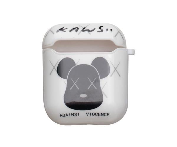 Чехол-футляр для наушников Apple Airpods Glossy Brand Kaws White