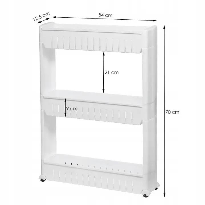 Этажерка напольная Muf-Art для ванной на колесах для ванной на 3 отделения 12,5x54x72 см Белый - фото 5