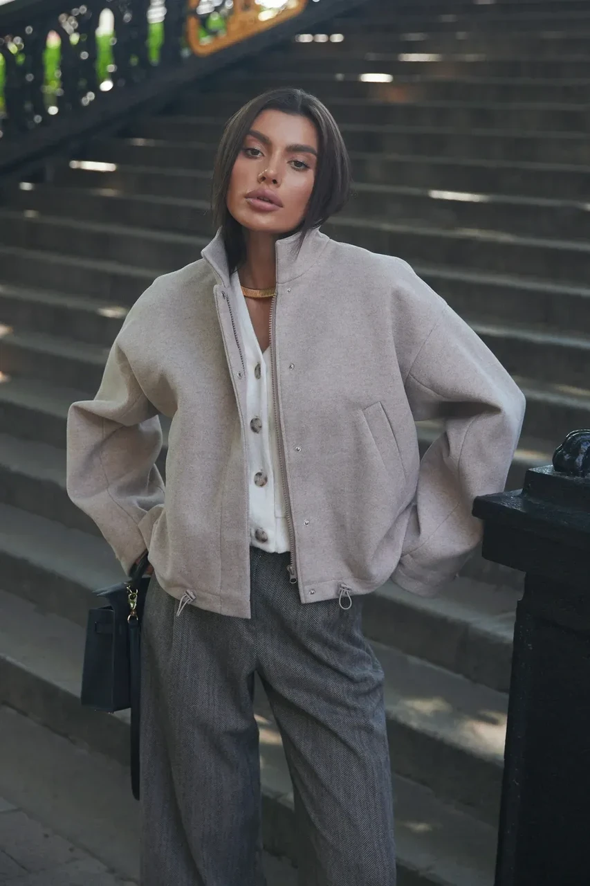 Пальто женское укороченное XXL-3XL Бежевый (2701161709) - фото 3 Пальто женское укороченное XXL-3XL Бежевый (2701161709) - фото 3