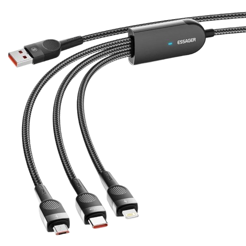 Кабель Essager 66w 3в1 Type-C/Lightning/microUSB-USB 120 см (25397249)