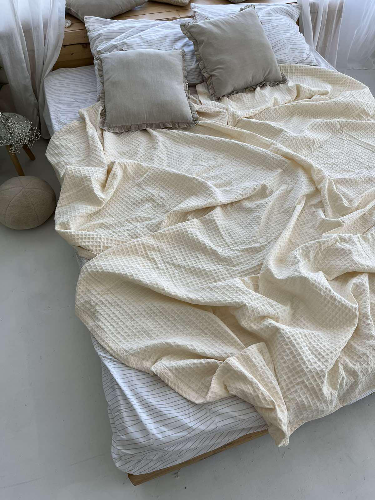 Покрывало ZEINTEX Greece вафельное 230х280 см Молочный (23599722) - фото 5