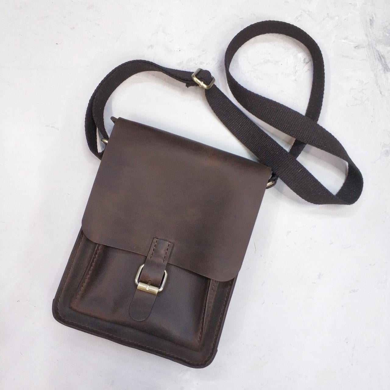 Сумка мужская кожаная через плечо Stedley Crossbody Темно-коричневый (1252813553)