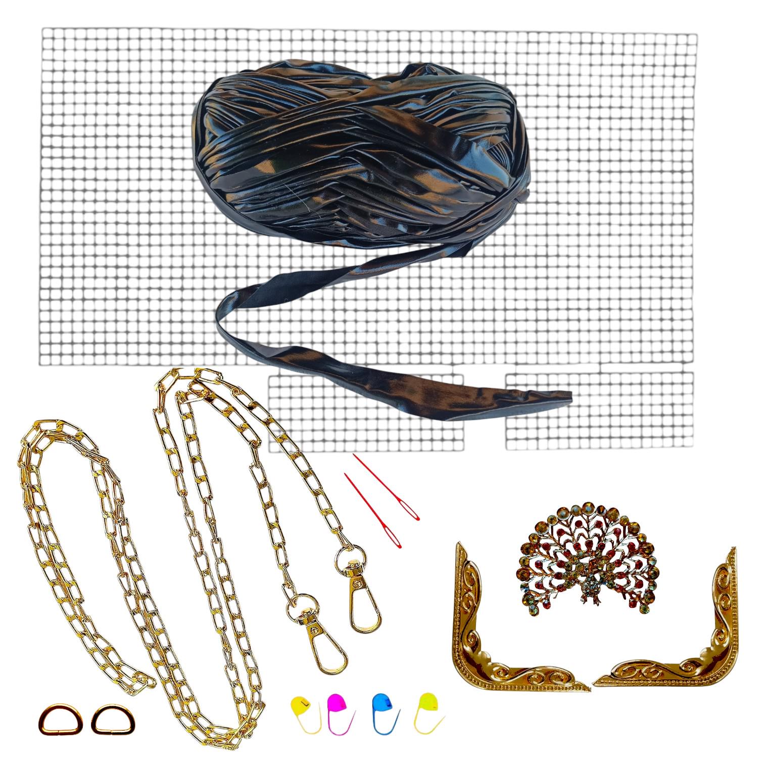 Набор для создания сумки из пластиковой канвы Декоративная брошь Павлин с нитками металлик Темно-фиолетовый (8219-51) Набор для создания сумки из пластиковой канвы Декоративная брошь Павлин с нитками металлик Темно-фиолетовый (8219-51)