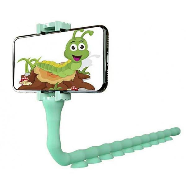 Держатель для телефона гибкий Cute Worm Lazy Holder 7304 с присосками Голубой