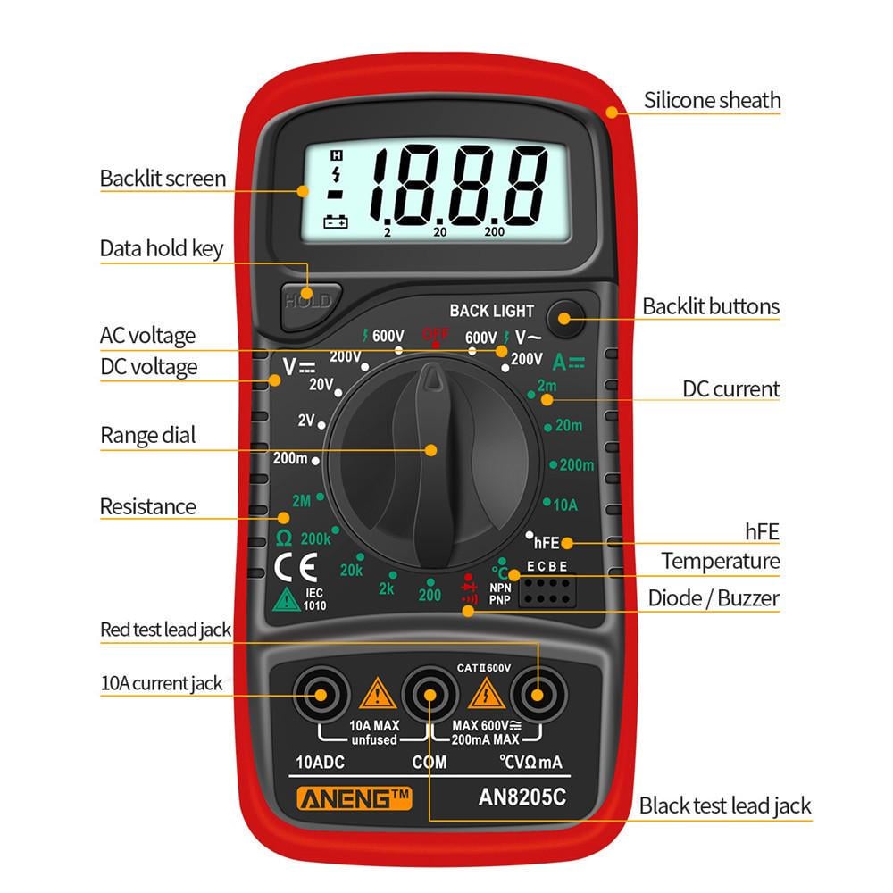 Мультиметр цифровий Aneng AN8205C з підсвічуванням - фото 9