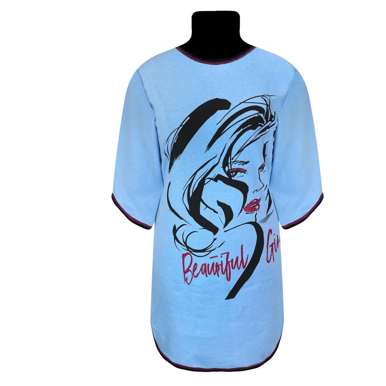 Туника женская с начесом 1104 Beautiful girl р. 56/58 Светло-голубой (1773564458) - фото 2 Туника женская с начесом 1104 Beautiful girl р. 56/58 Светло-голубой (1773564458) - фото 2