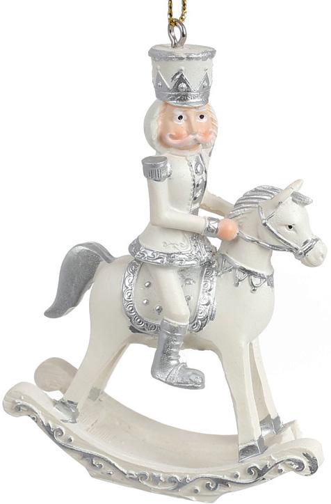 Набор подвесок Щелкунчик на Лошадке-качалке 6,5х3х9,5 см 6 шт. Белый/Серебряный(BD-707-072)