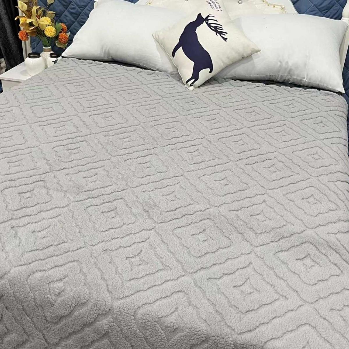 Плед пушистый Koloco Ромбик полуторный 150х200 см Серый (39743)