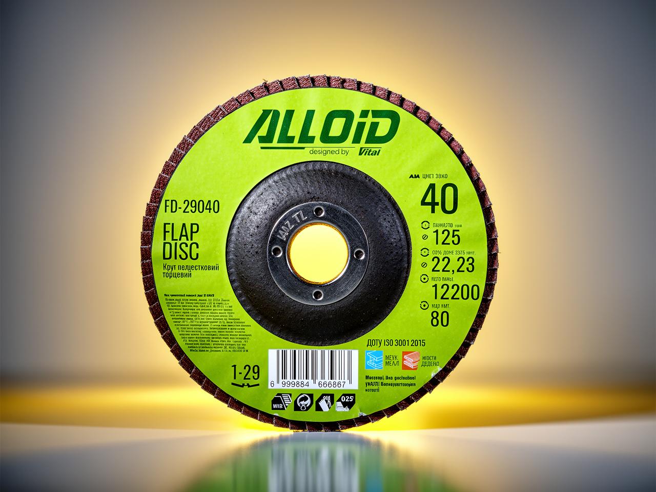 Круг пелюстковий торцевий Alloid FD-12540 P40 125х22,23 мм