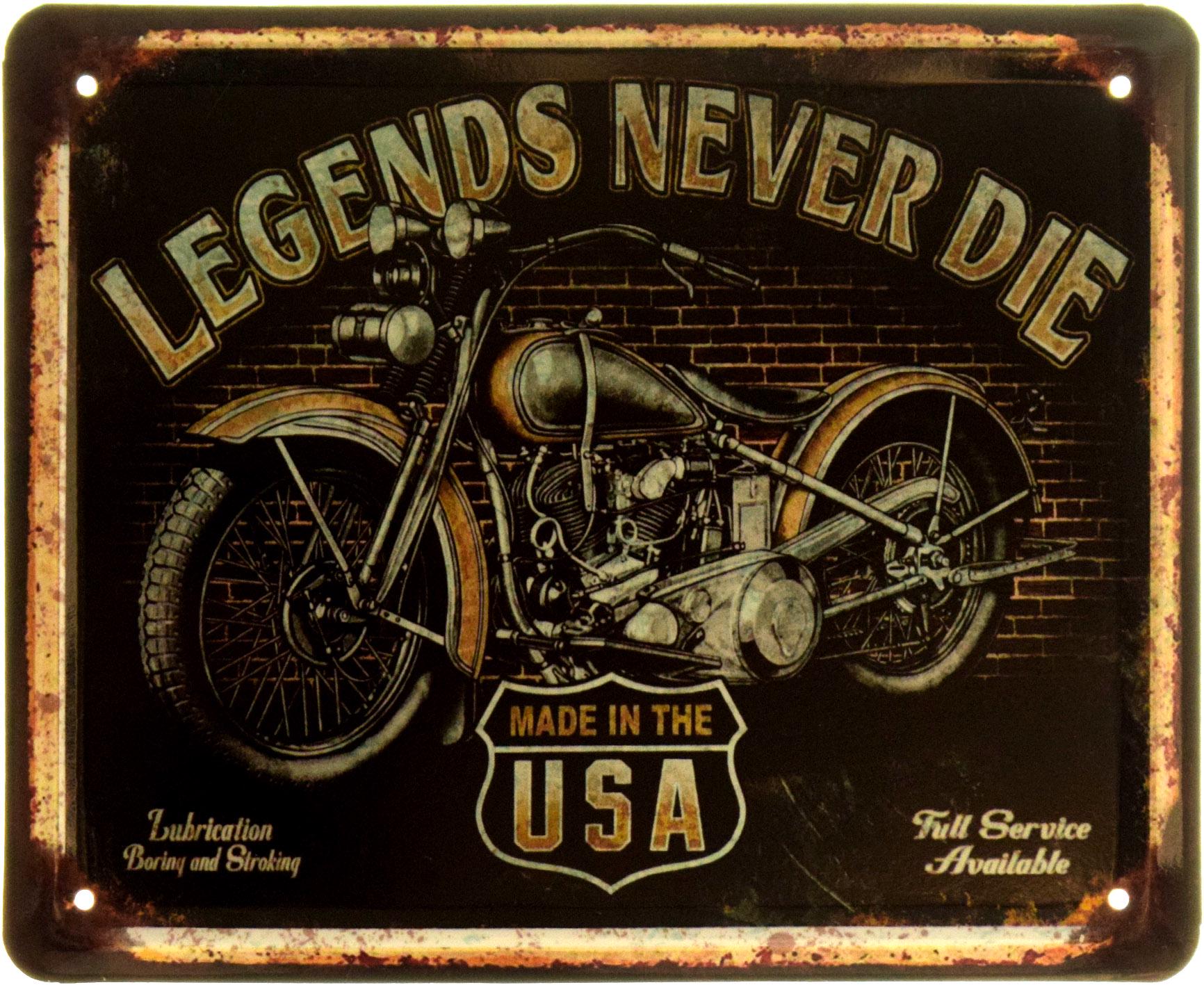 Табличка металева "Legends Never Die Made In The USA" 18x22 см (ms-103942)