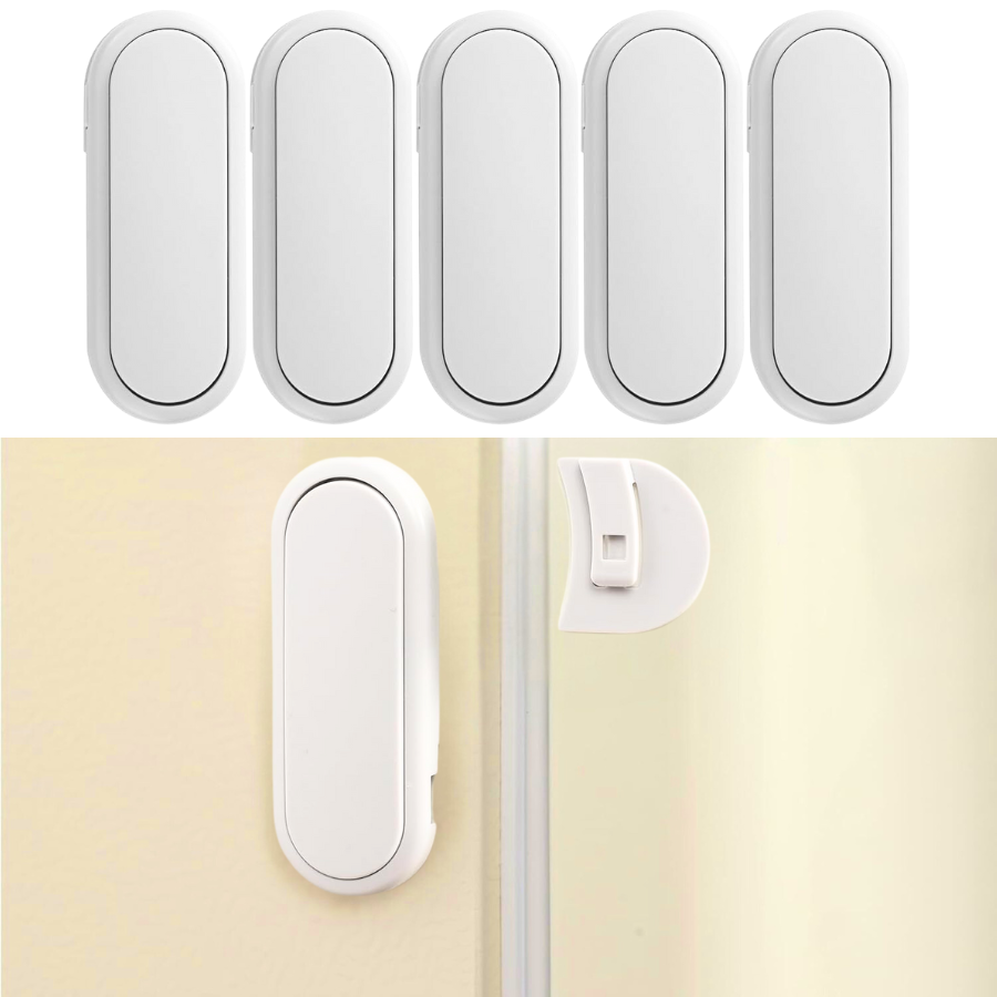 Комплект блокаторів для дверцят та шухляд дитячий захист для будинку з фіксатором 5 шт. Білий (50010/5) - фото 2 Комплект блокаторів для дверцят та шухляд дитячий захист для будинку з фіксатором 5 шт. Білий (50010/5) - фото 2