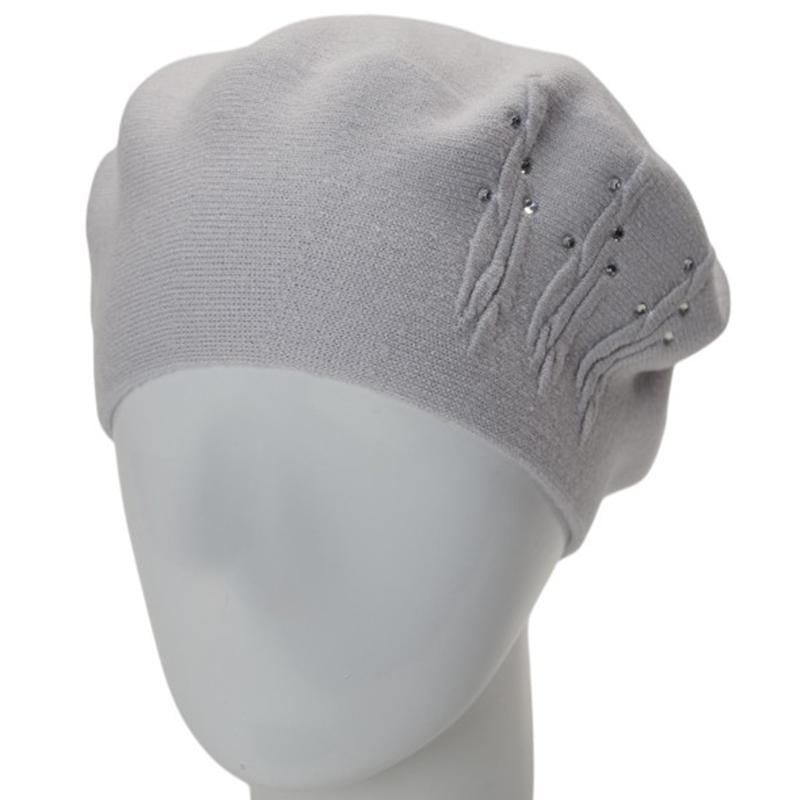 Берет женский двойной Novita Перо вискозный L/57-58 Серо-голубой (276198)