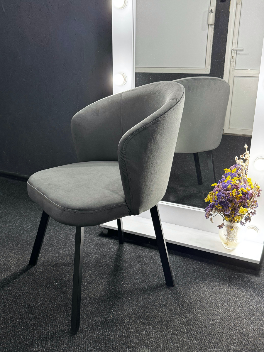 Стул обеденный мягкий велюровый с металлическими ножками Серый (84201182)