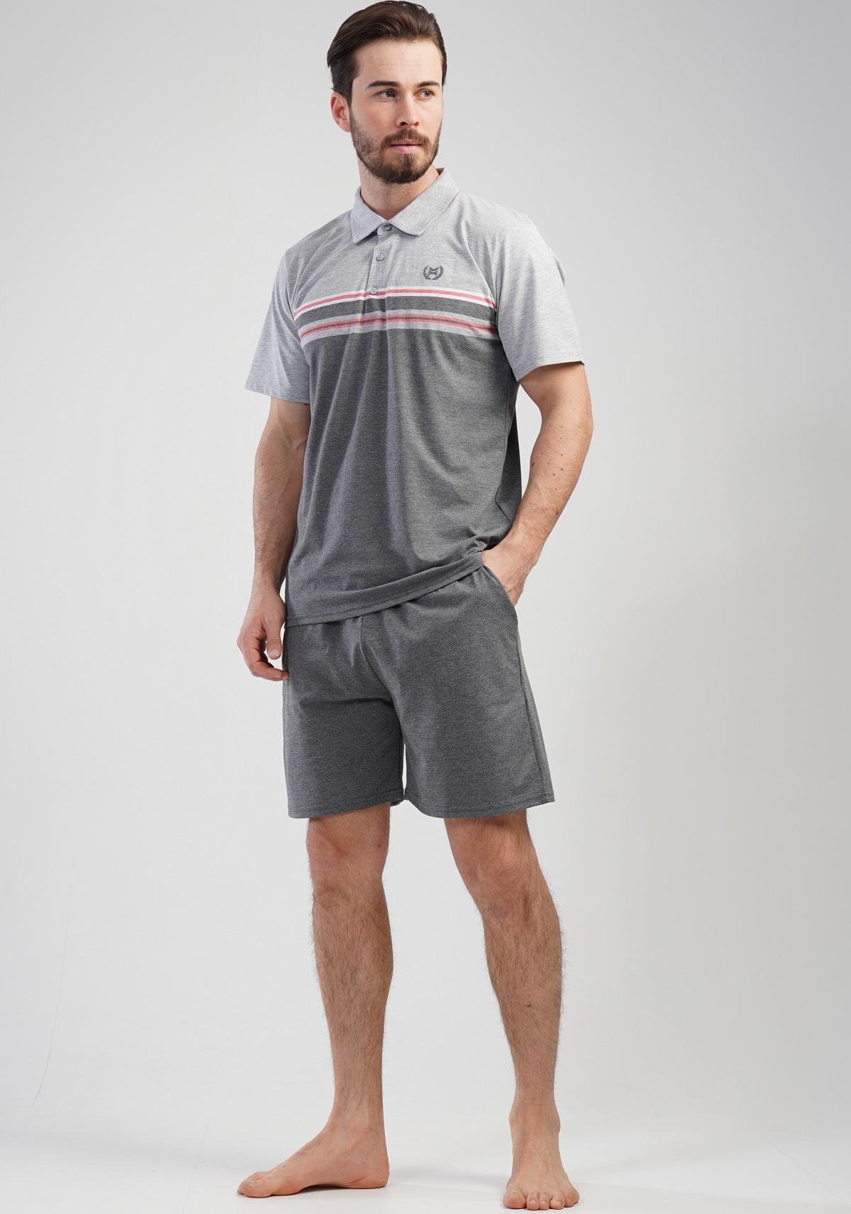 Пижама мужская Vienetta футболка и бриджи XXL Серый (109039)