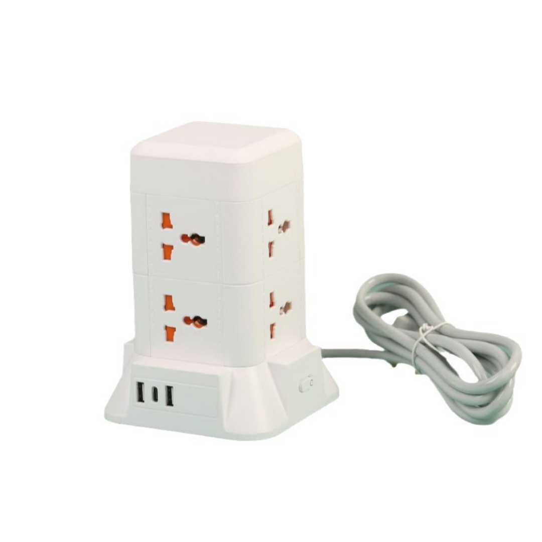 Сетевой фильтр удлинитель с лампой на 6 универсальных розеток с 2 USB/1 Type-C/беспроводная зарядка 4,8 м (HP-5-3MF)