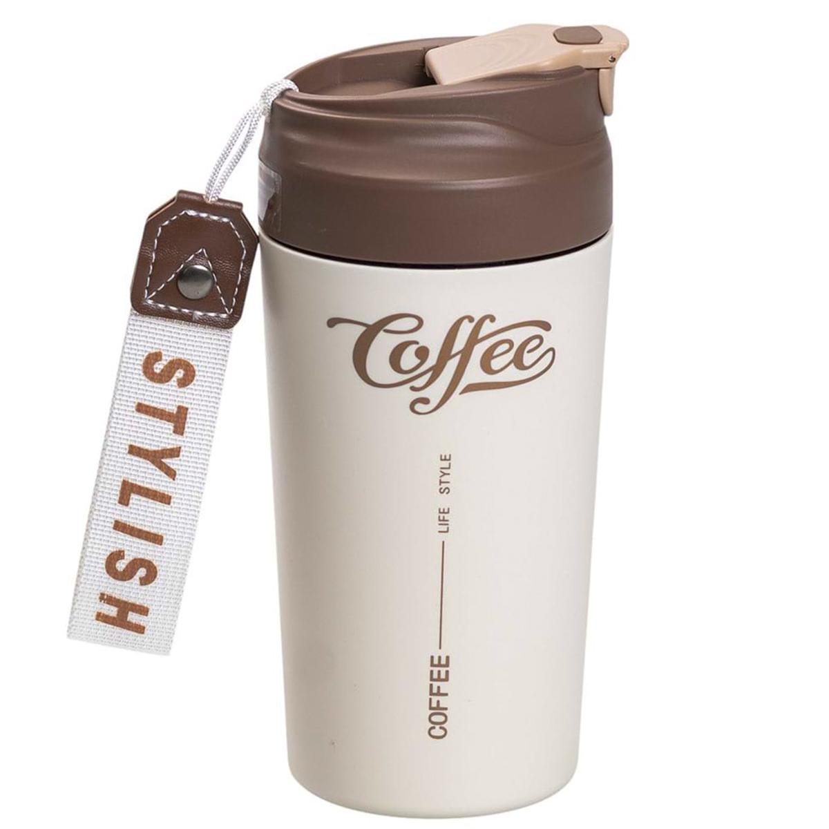 Термокружка Coffee з керамічною колбою 480 мл Коричневий (HP-14-14BR)