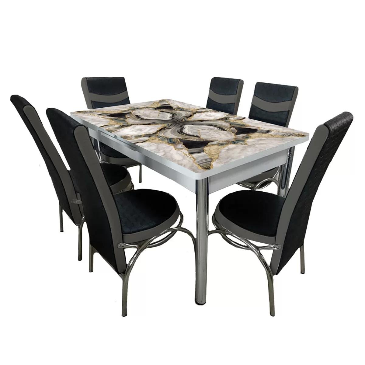 Комплект обеденный Палермо 1/6 Мраморная фантазия (YA174972) - фото 1 Комплект обеденный Палермо 1/6 Мраморная фантазия (YA174972) - фото 1