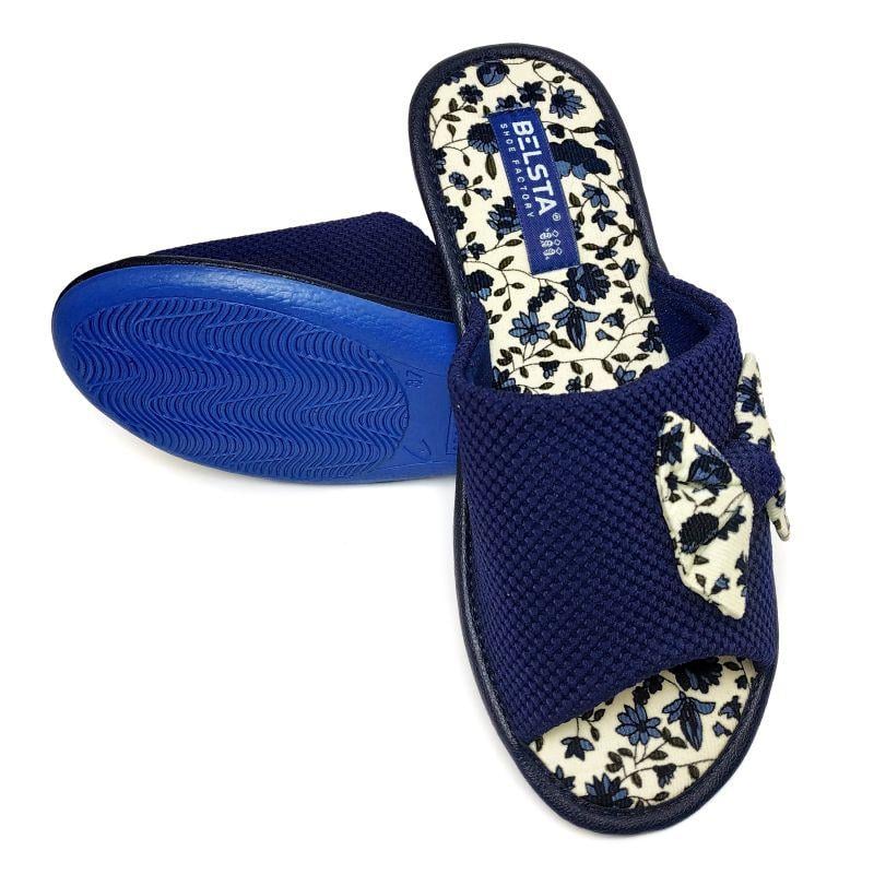 Тапочки домашние женские БЕЛСТА с бантиком 87-12 p. 39 24,5-25 см Синий