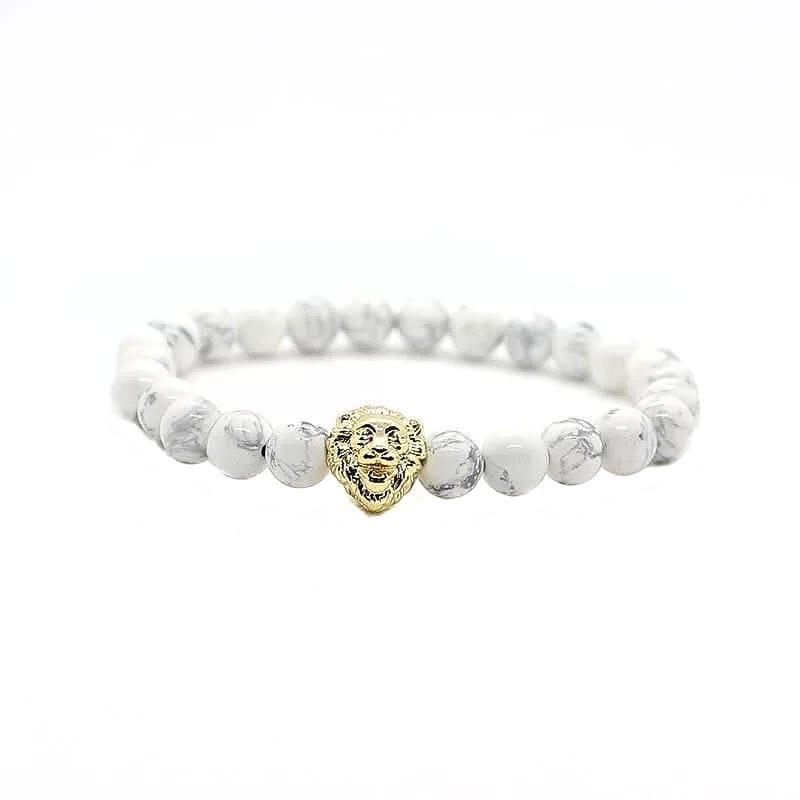 Браслет из кахолонга со львом р. 15 Золотой/Белый (50017)