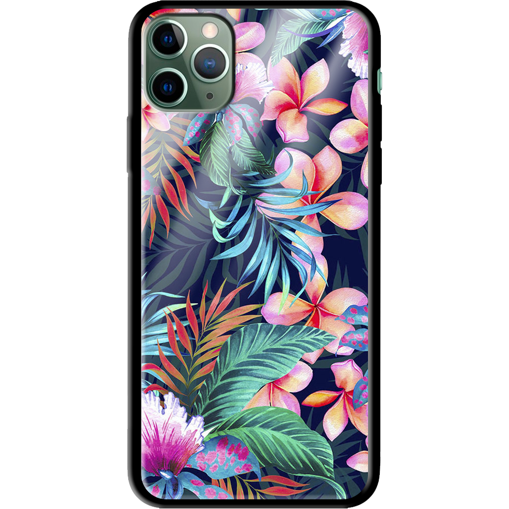 Чехол Boxface iPhone 11 Pro Max flowers in the tropics Черный силикон со стеклом (38194-up1971-38347)