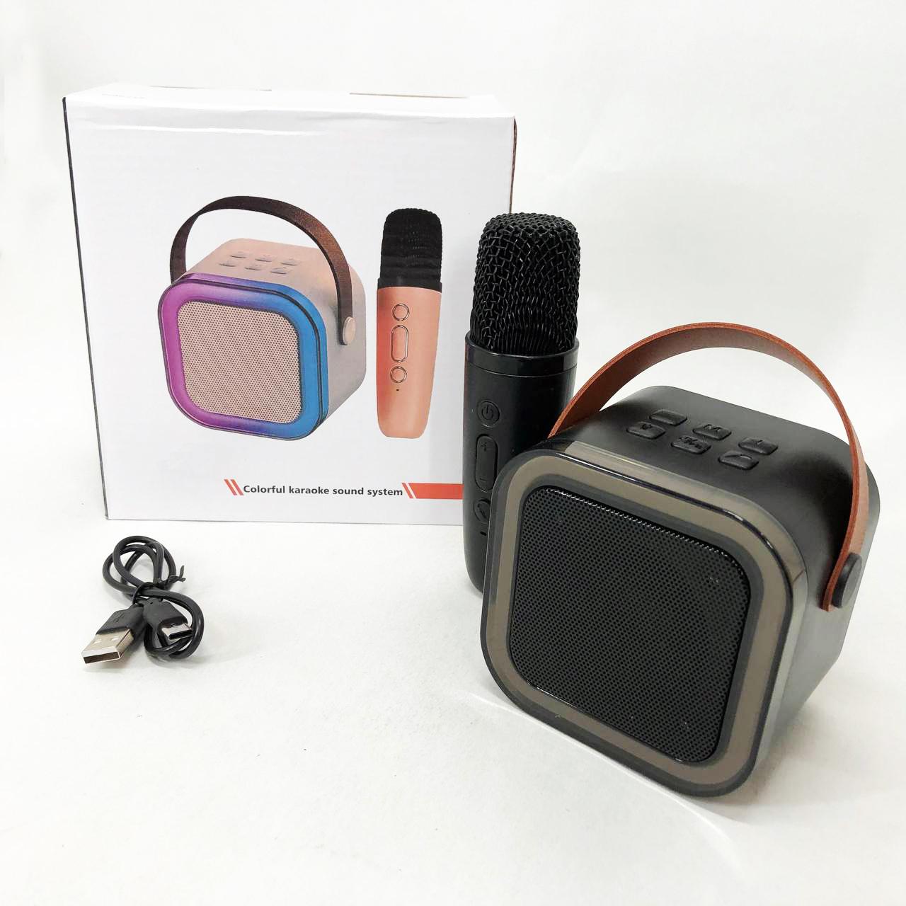 Колонка портативна з караоке мікрофоном та RGB підсвічуванням K12 /10W Bluetooth Чорний - фото 8