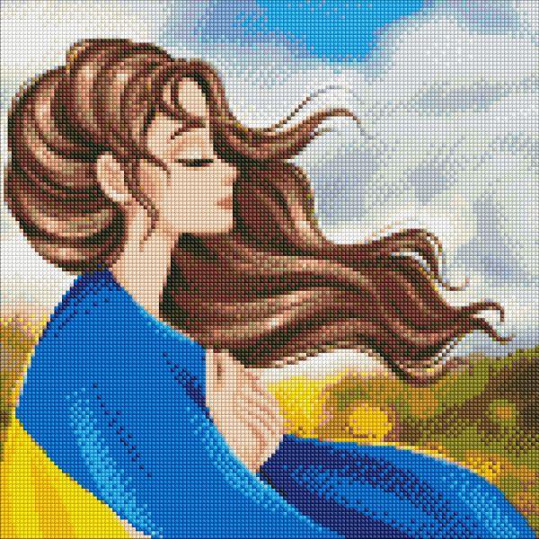 Алмазна мозаїка Ідейка Серденько України 40х40 см (AMO7610)
