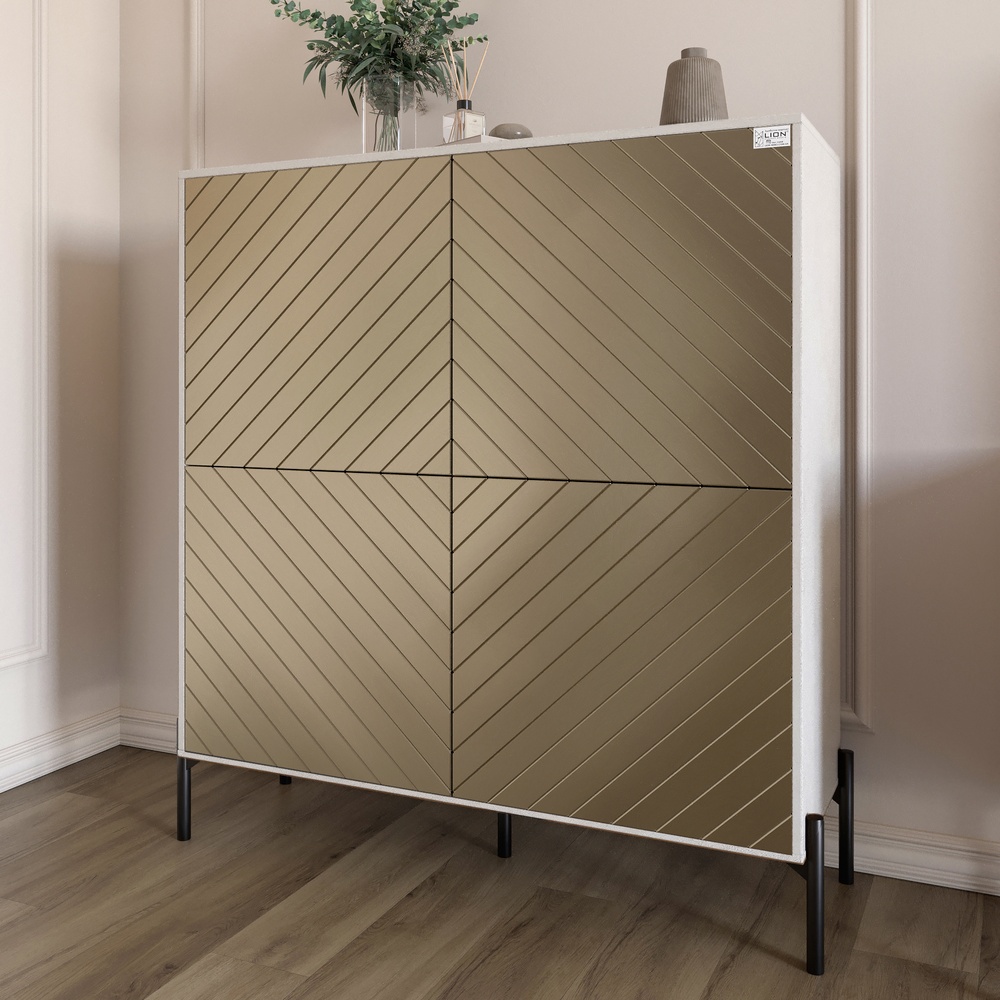 Комод-пенал Lion Амарант 114x40x126,5 см Бетон/Перламутровый металлик (LION-041992) Комод-пенал Lion Амарант 114x40x126,5 см Бетон/Перламутровый металлик (LION-041992)