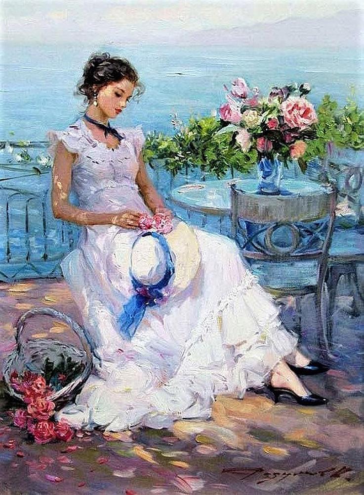 Алмазная мозаика Emerald Craft Девушка с белой шляпкой 40x50 см (25135)