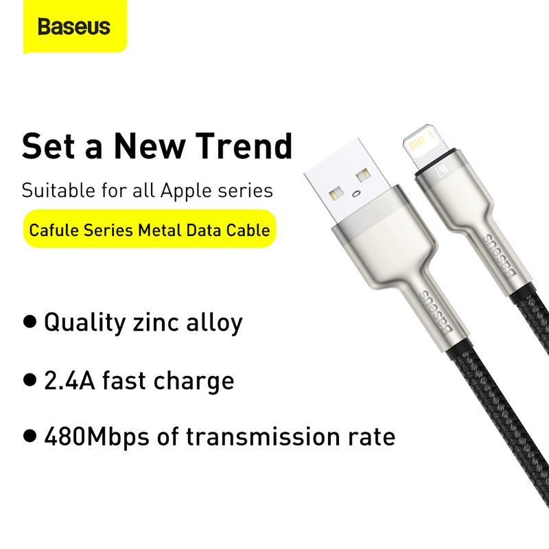 USB кабель BASEUS Lightning Cafule Series Metal Data Cable 1 м 2,4 A Black - фото 7