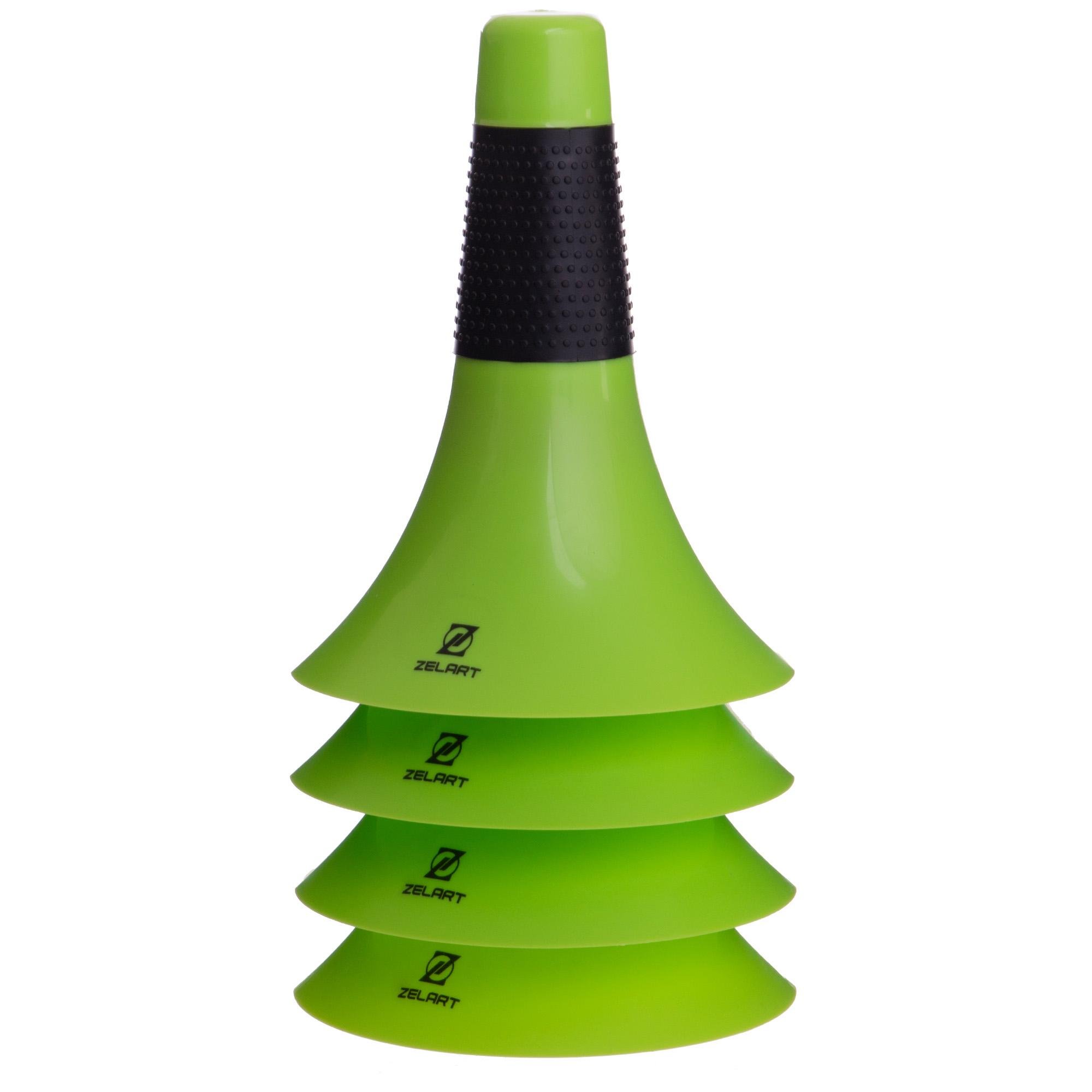 Набор конусов-фишек для тренировок Zelart FI-2570 22,5х17,5 см 4 шт. Салатовый (DR007433)