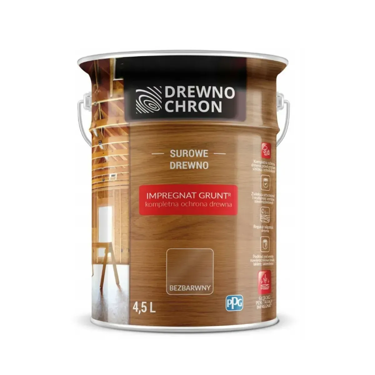 Грунтовка для древесины биозащитная Drewnochron Grunt R 4,5 л (2790745387)