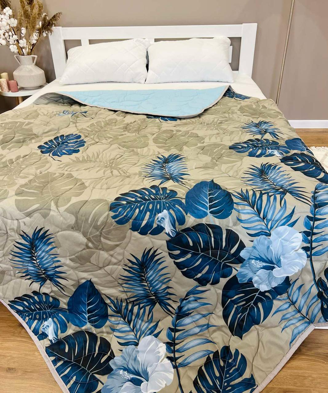 Одеяло летнее двухстороннее с рисунком євро 200x220 см Серый (27481087) - фото 1