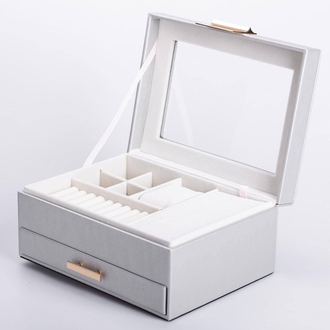 Шкатулка для украшений из эко кожи 2 яруса (27970077)