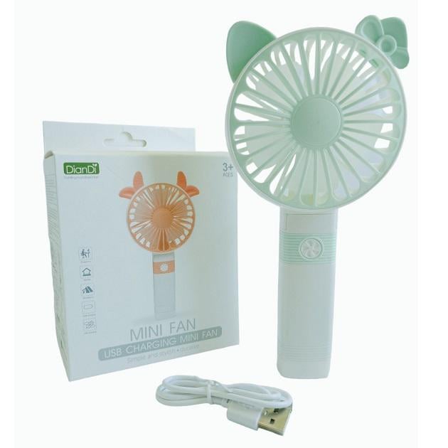 Вентилятор ручной аккумуляторный DianDi Mini Fan SQ-2163 с USB-зарядкой и складной ручкой Салатовый - фото 5