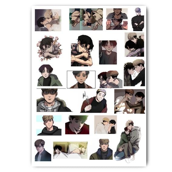 Стікери наклейки аніме манхва Юнбум Сану Вбити Сталкера А4 аркуш 29х21 см (stik_116)