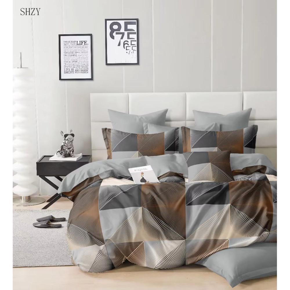 Комплект постільної білизни Візерунки бавовняний двоспальний 180x220/70х70 см Сірий (19140975)