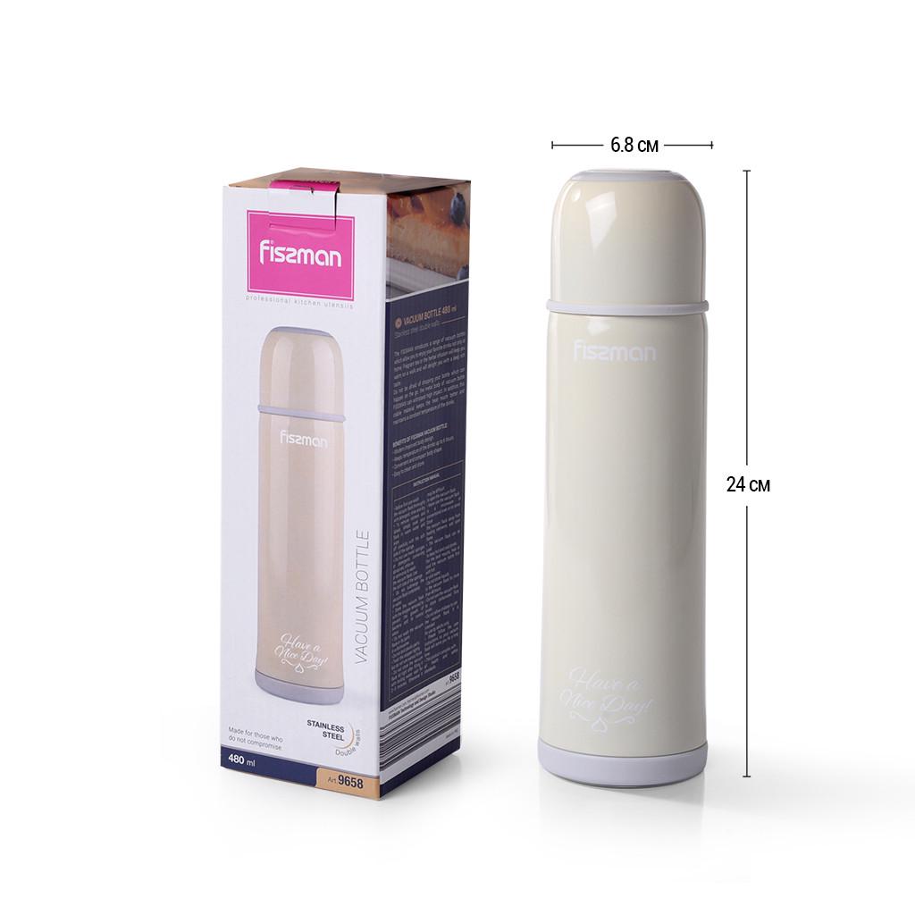 Термос питний дитячий Fissman 6,8x24 см 480 мл з нержавіючої сталі Бежевий (9658) - фото 3