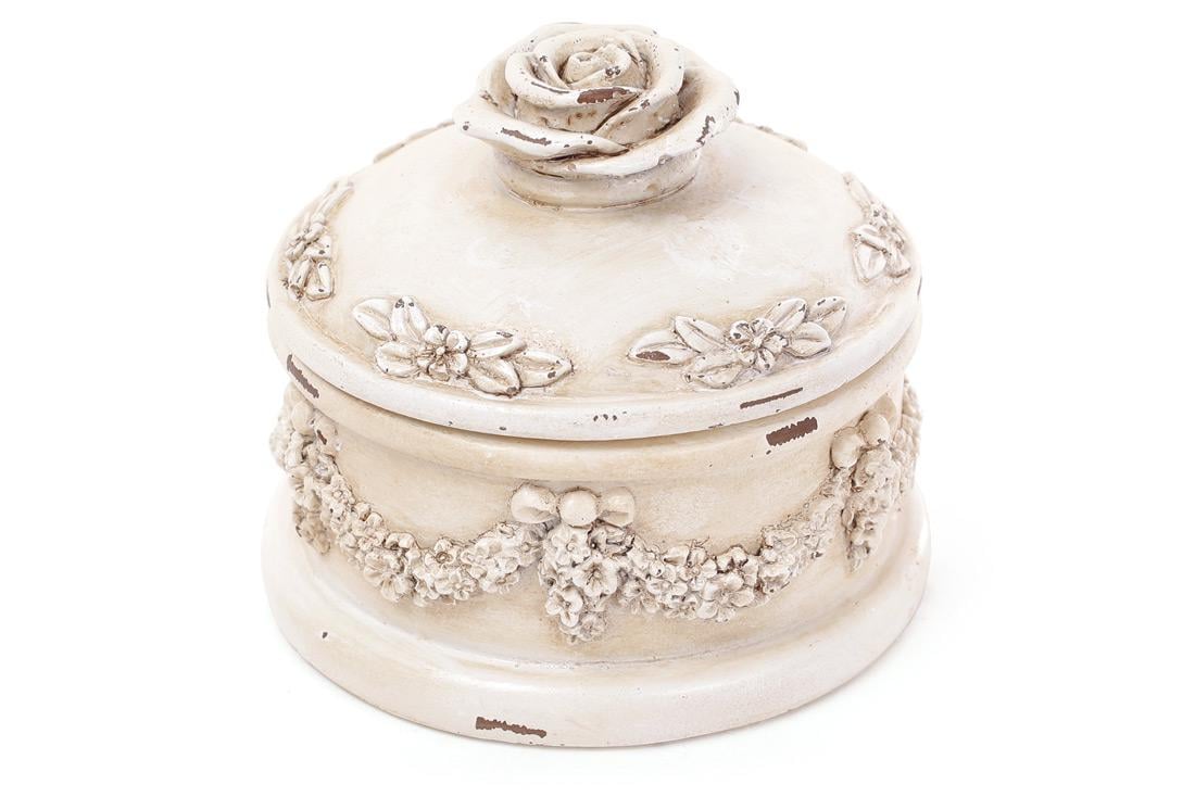Шкатулка BonaDi Роза 10 см Белый антик (DR015676)