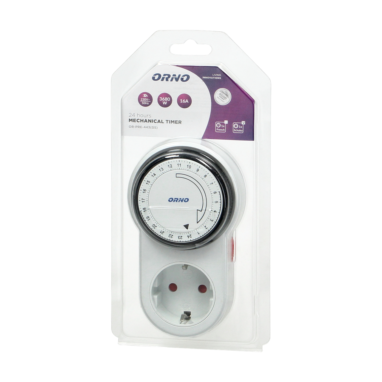 Таймер-програматор механічний ORNO OR-PRE-443GS 15 хв-24 години