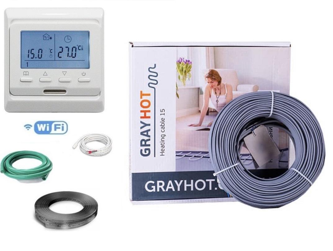 Кабель двужильный GrayHot Heating 102 м 1531 Вт с программируемым Wi-Fi терморегулятором (11711653)