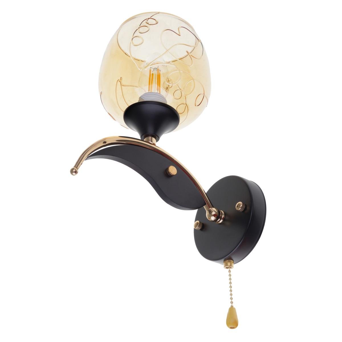 Бра настенное накладное Brille LK-703W/1 E27 BK/FG с выключателем на цепочке