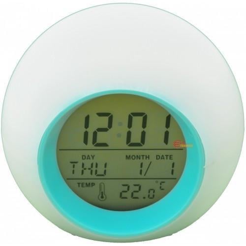 Часы-ночник настольные TecStar будильник хамелеон с термометром и подсветкой Белый Часы-ночник настольные TecStar будильник хамелеон с термометром и подсветкой Белый