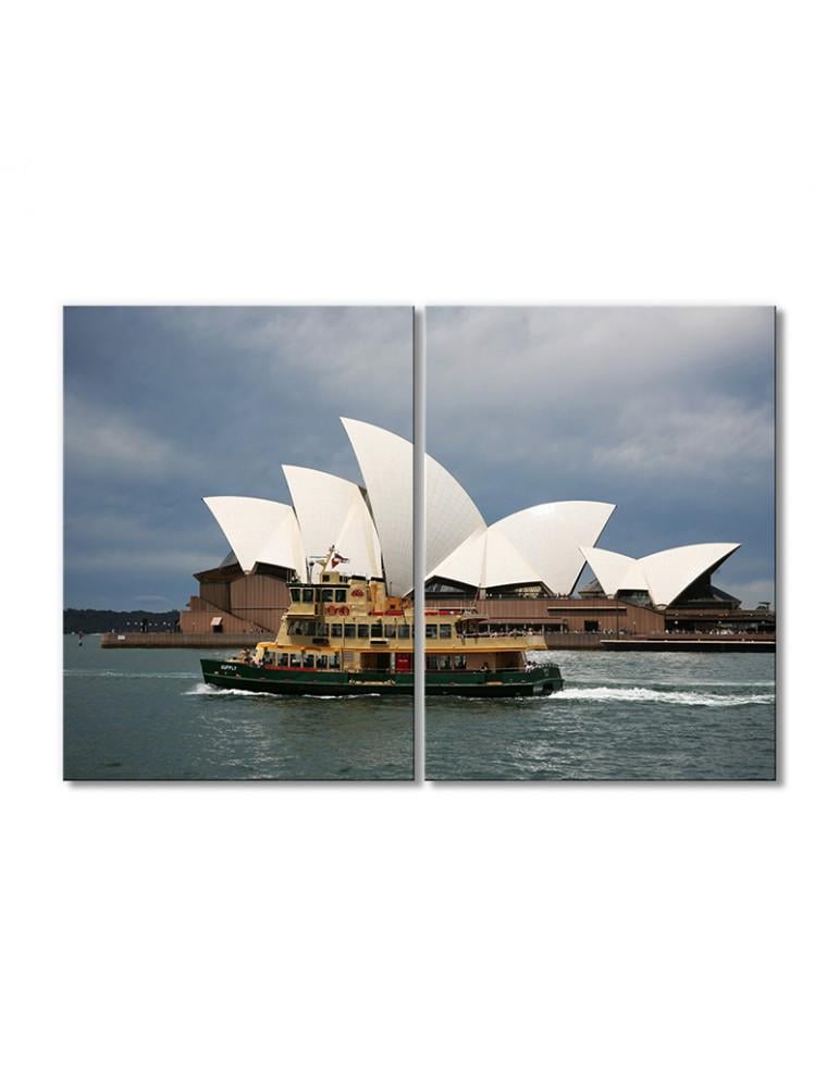 Картина модульная Речной катер и Сиднейский оперный театр 2 модуля 80x120 см(130714_Transport)