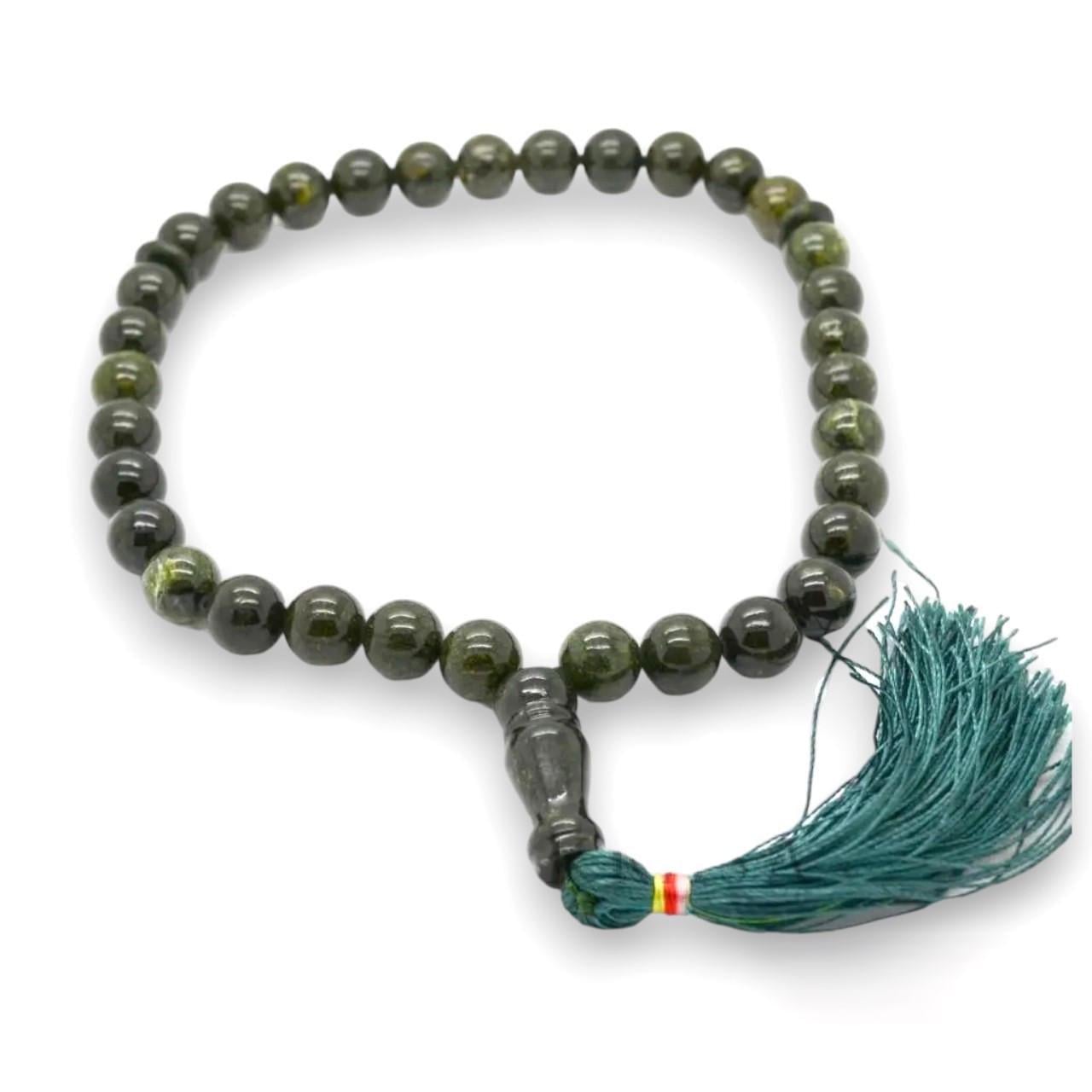 Четки из камня Змеевик на 33 бусины 10 мм 1 шт. (НК0010ч44)