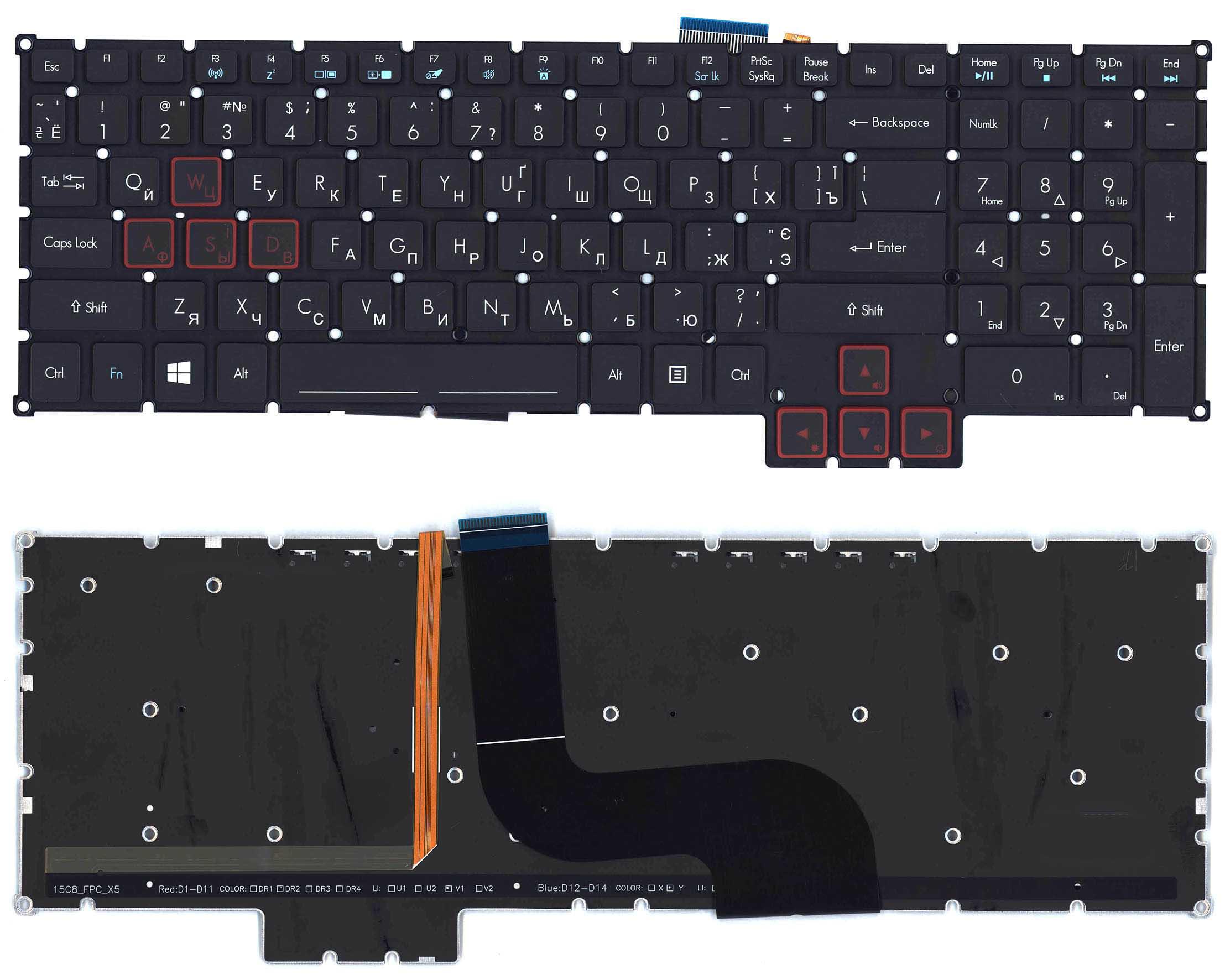 Клавиатура для ноутбука Acer Predator 15 G9-591 с подсветкой Light Black