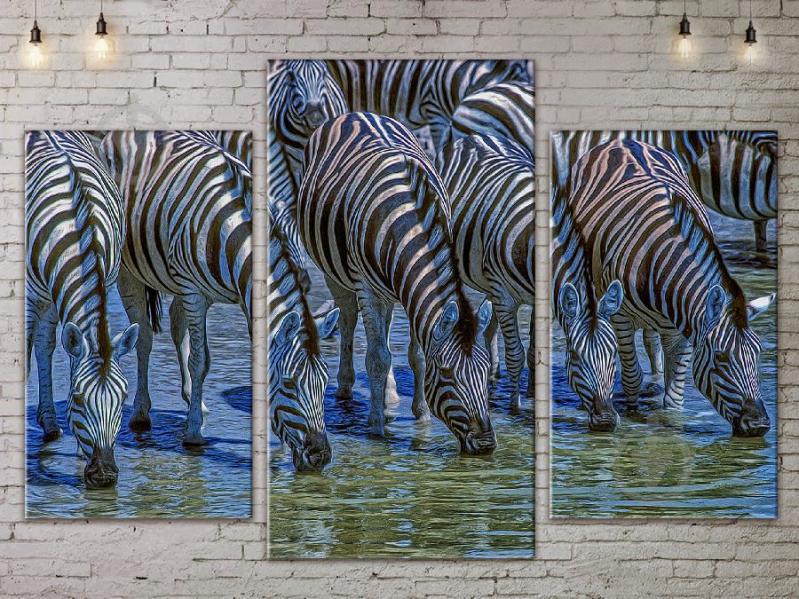 Модульная картина Зебры ADJ0052 размер 70 х 105 см