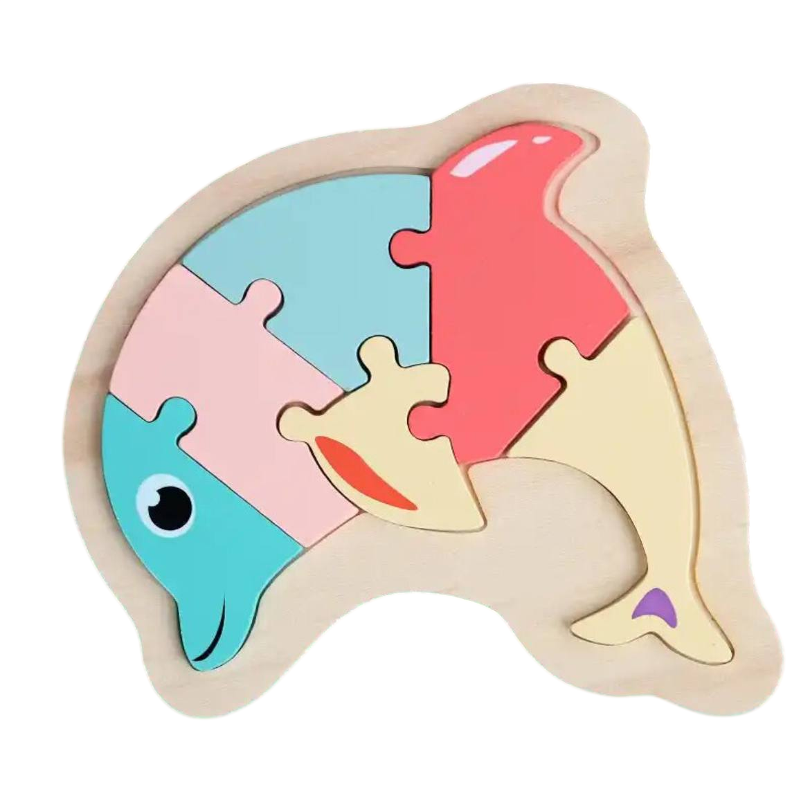 Деревянный пазл рамка-вкладыш Fun Game цветной Дельфин (2178657556)