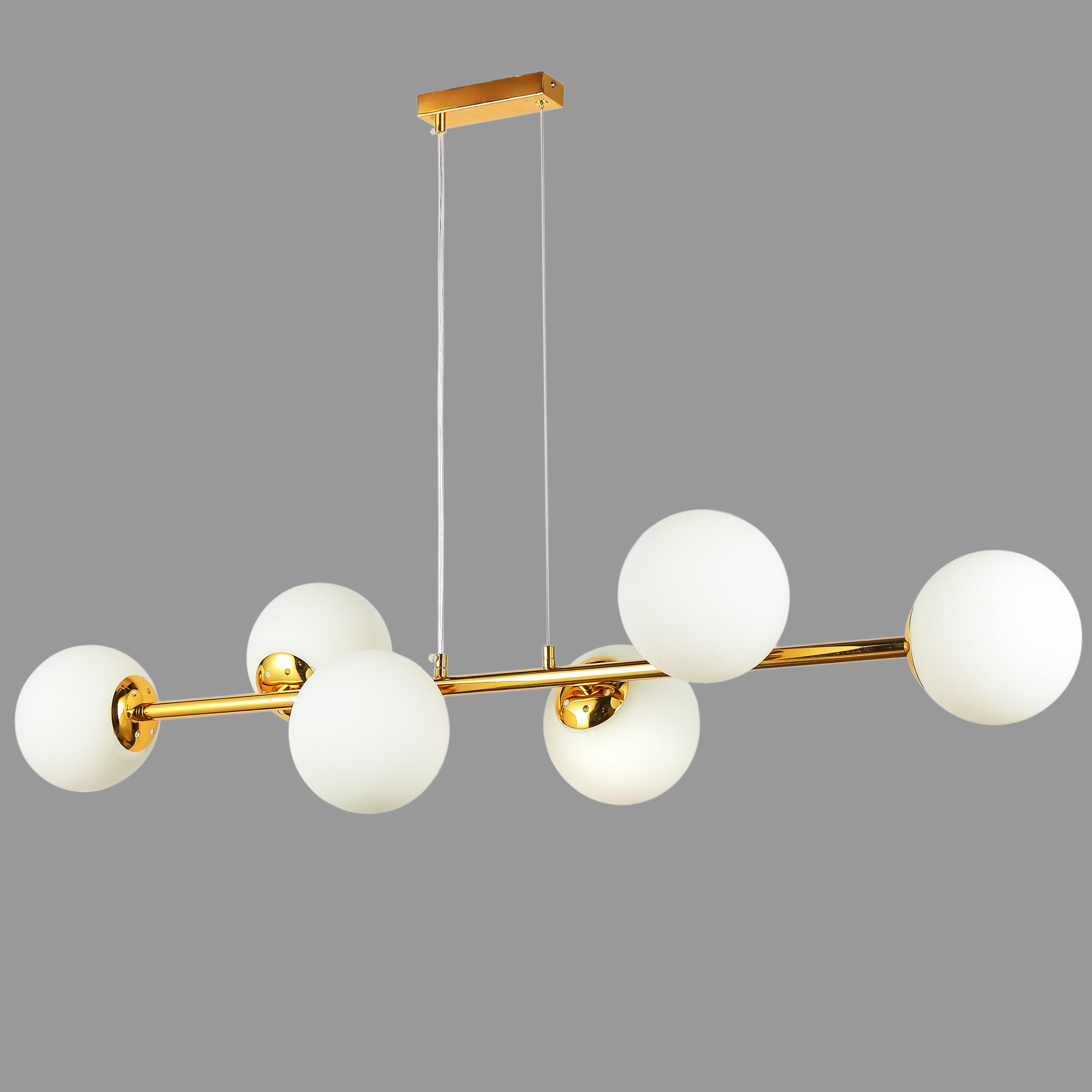 Люстра длинная на 6 ламп 115 см Золотой (84-1021-6 DDG+WH)