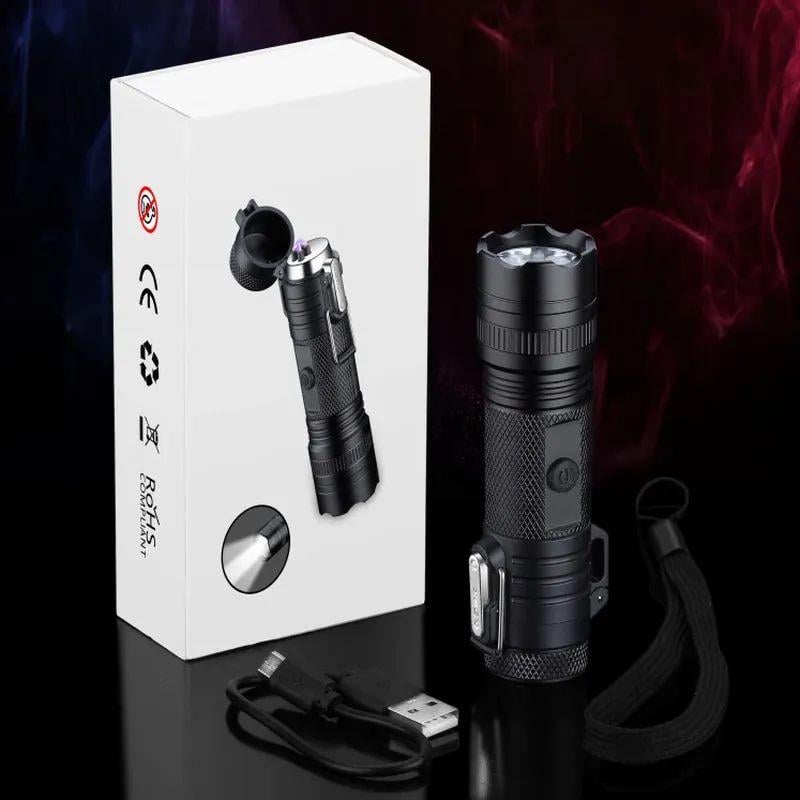 Запальничка металева водонепроникна USB з ліхтариком/з вбудованим акумулятором/електроімпульсна 2 дуги Чорний - фото 10