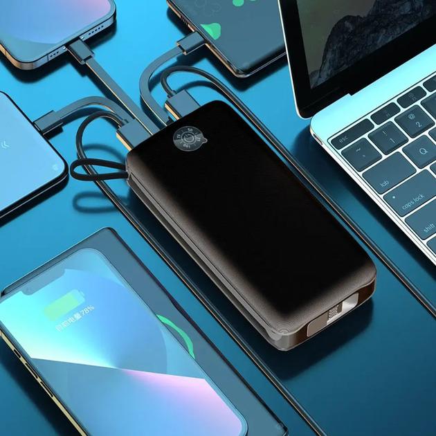 Повербанк LENYES PX368 Power Bank з ліхтариком та набором зарядних кабелів 30000 mAh - фото 4